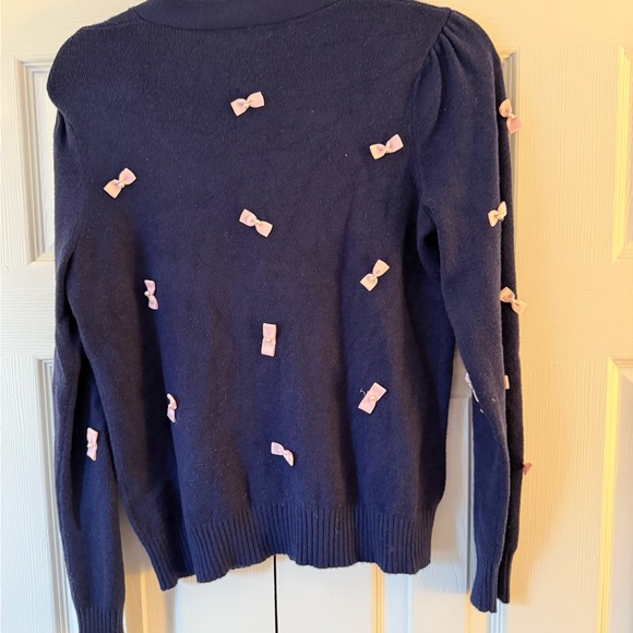 Lilly Pulitzer Blue and Pink Cardigan Sweater with Bow Details - Picture 2 of 5